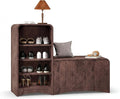 Shoe Cabinet with Bench, L-Shaped Shoe Storage Cabinet, Wood Tall Shoe Rack by Homiflex