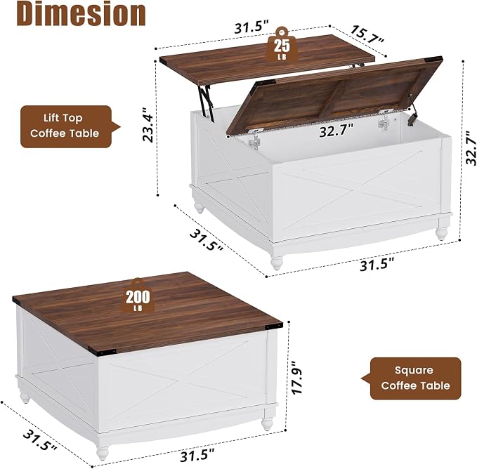 ALLSTAND 31.5" Lift Top Coffee Table - Image 2