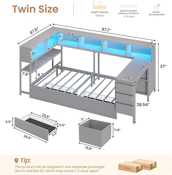 DICTAC Twin Corner Bed Frame - Image 3