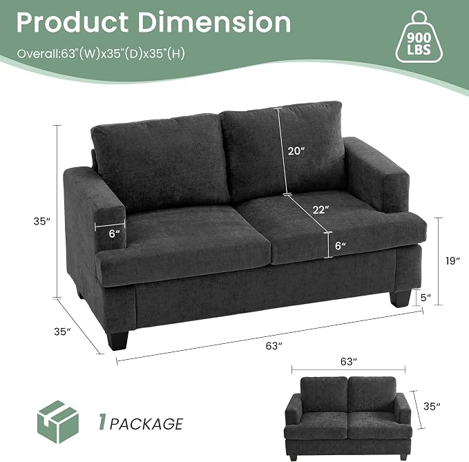 YOUDENOVA Sofa, 3 Piece Set Comfy Sofa, Loveseat & 2 3-Seater Couch - Image 2