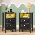 Bonnlo Black Nightstand Set of 2 by Bonnlo