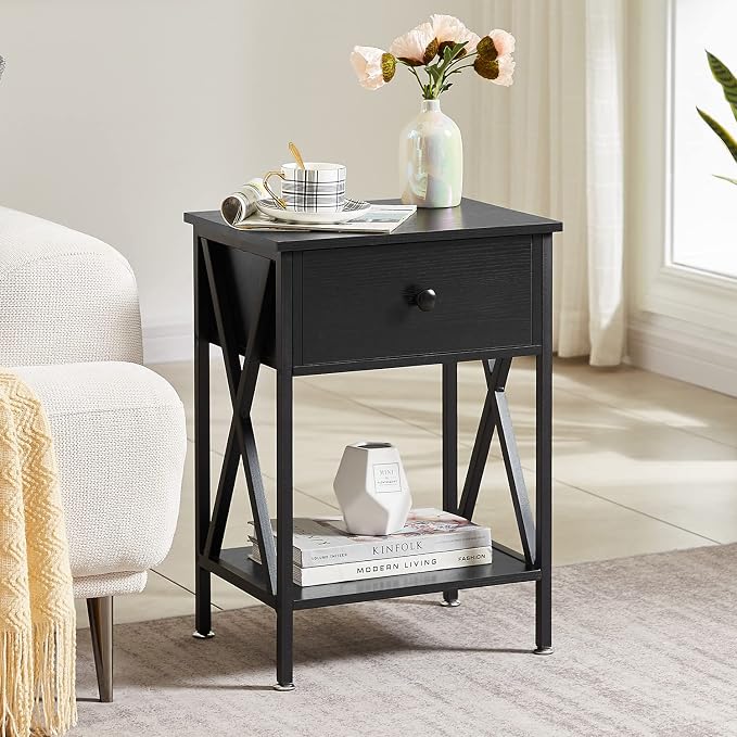 VECELO Nightstands Set of 2, Modern Bedside End Tables, Night Stands - Image 2