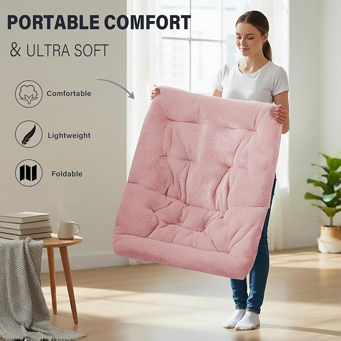 Tiita Folded Chair with Ottoman, Soft Faux Fur Oversized Folding Accent Chair - Image 7