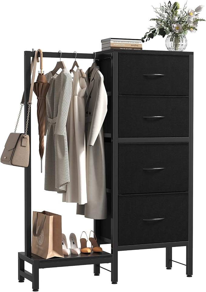 OLIXIS Dresser with Hanging Rack, 4 in 1 Storage Fabric Dresser by OLIXIS