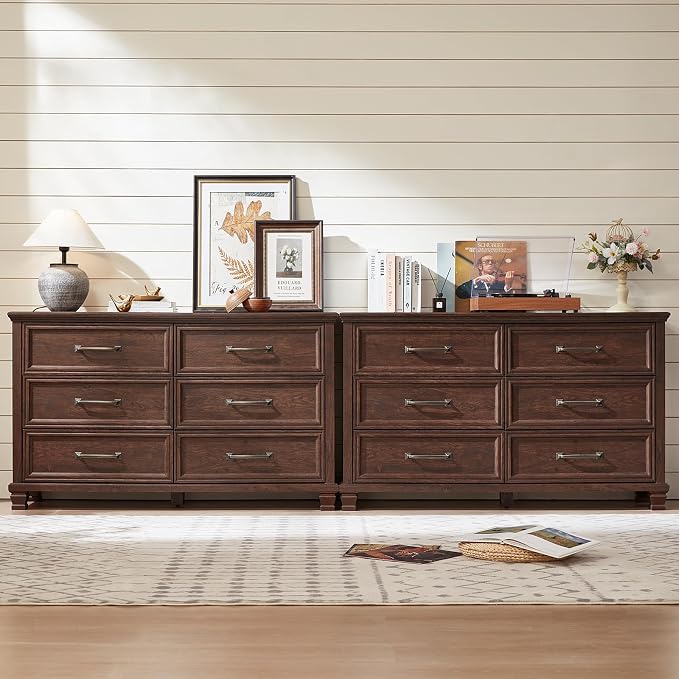 SAVOR LIFE Farmhouse Espresso 6 Drawer Dresser - Image 7