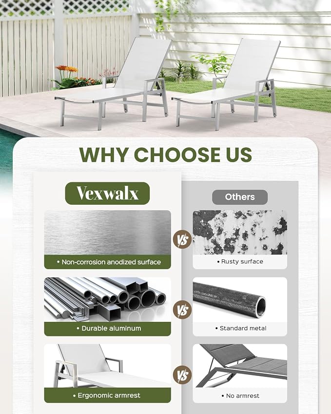 Vexwalx Patio Chaise Lounge Outdoor - Image 7
