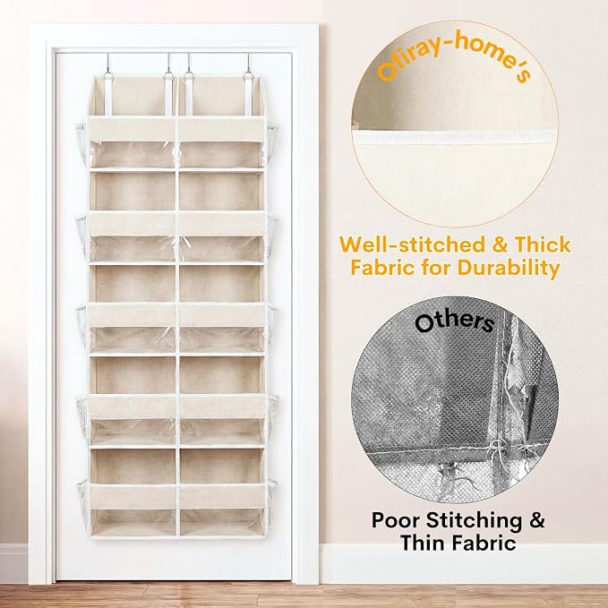 2 Pack Over the Door Organizer 5 Tiers, Extra Large Behind Door Storage of 10 - Image 7