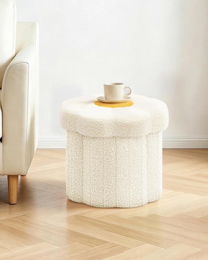 B FSOBEIIALEO Storage Ottoman Foldable, Sunflower Shaped Small Footrest - Image 7