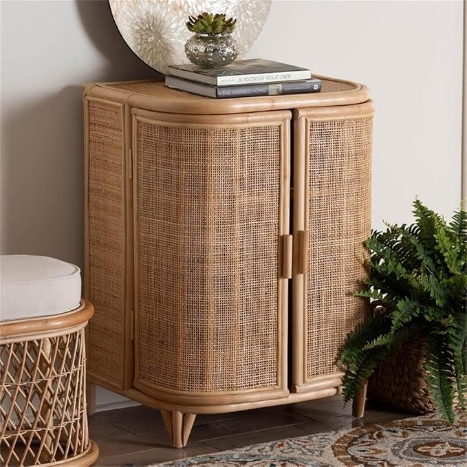 bali & pari Yanka Bohemian Natural Rattan Storage Cabinet - Image 2