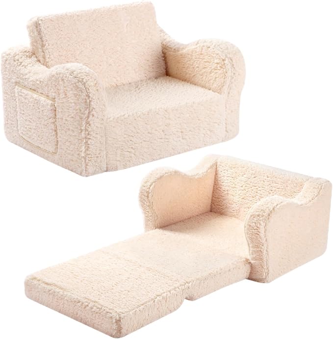 MOMCAYWEX Kids Sofa, 2-in-1 Flip-Out Foam Couch by MOMCAYWEX