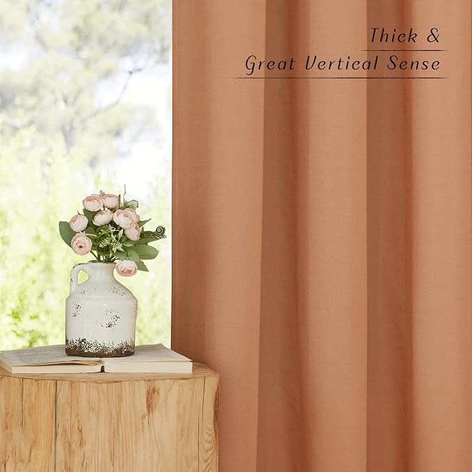 NICETOWN Linen Burnt Orange Window Curtains 84 inches Long, Grommet Thick Linen - Image 4