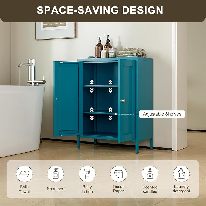 Bevivog Bathroom Floor Storage Cabinet, Metal Storage Sideboard - Image 5