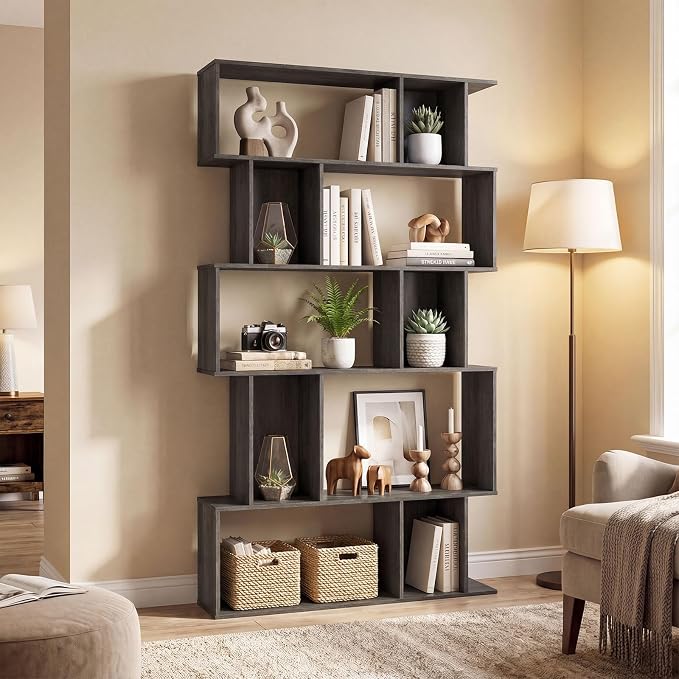 Giantex 5-Tier Bookshelves Set of 2, 10-Cube Geometric Bookcase - Image 9