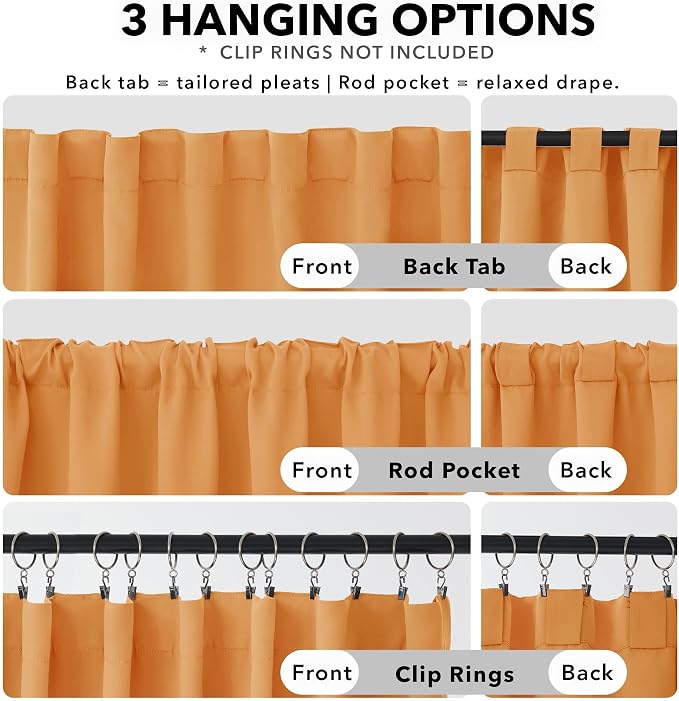 Deconovo Extra Long Blackout Curtains W52 x L108 Inch, 1 Pair, Back Tab and Rod - Image 2