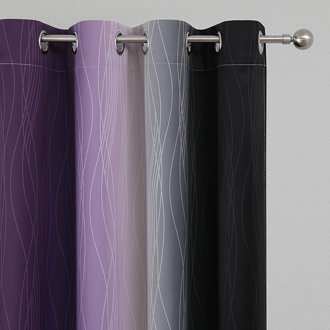 Estelar Textiler Black and Purple Ombre Blackout Curtains 90 Inches Long 2 - Image 4