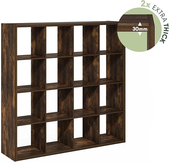 Furinno Cubicle Book Shelf, 16-Cube Bookshelf, Extra Thick Frame Reversible - Image 6