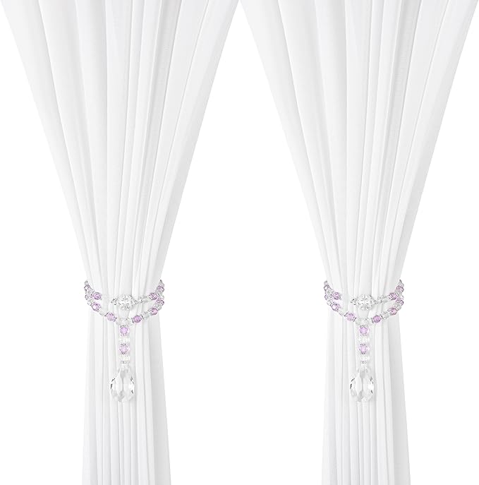 SUQ I OME 2 Pack of Luxury Crystal Beaded Magnetic Curtain Tieback and Holdback by SUQIOME