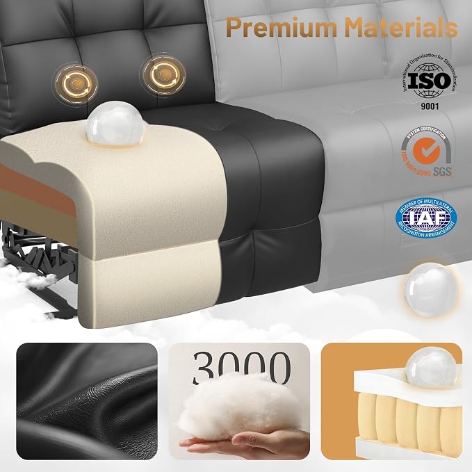 3-Seater Loveseat Recliner Sofa, Home Theater Seating Reclining Couch - Image 9