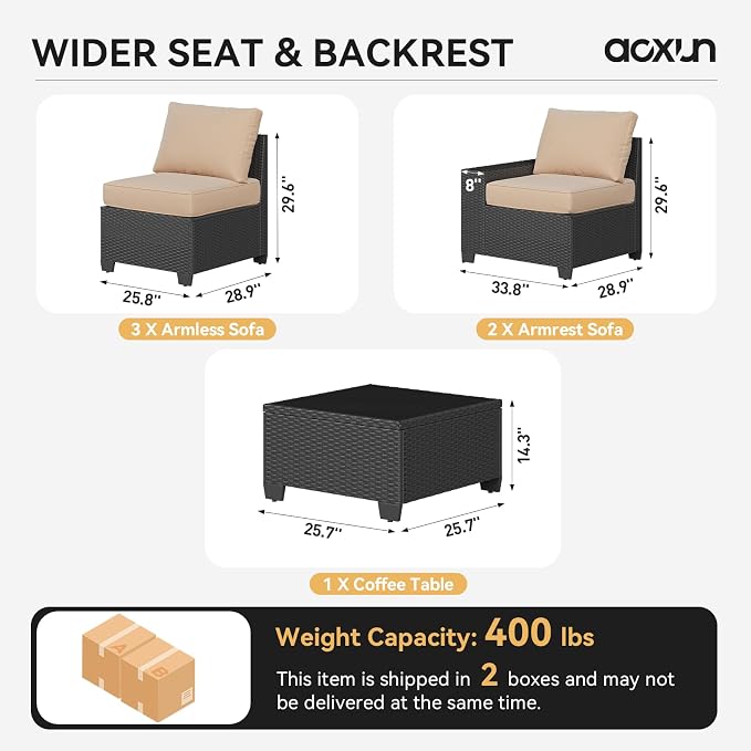 Aoxun Patio Furniture Set, Widen Armrests Wicker Outdoor Sectional - Image 6