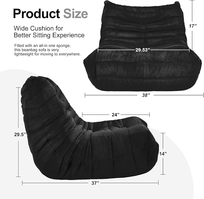 Bean Bag Chairs for Adults Giant Bean Bag Chair Memory Foam BeanBag Chair Bean - Image 2