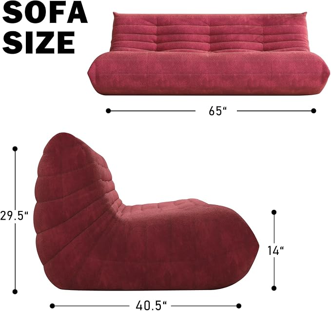 YVDNHP Big Bean Bag Chairs for Adults, 3 Seater Large Bean Bag Sofa, Fireside - Image 2