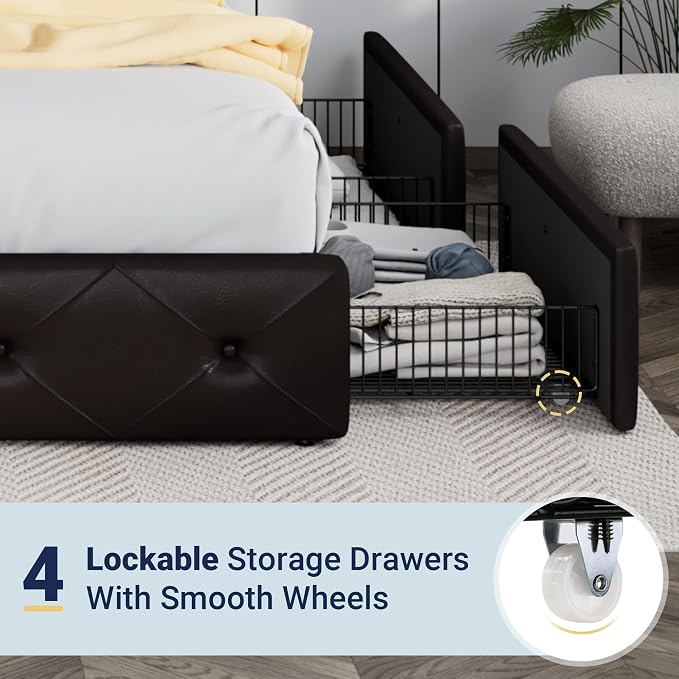 Allewie Upholstered King Size Platform Bed Frame - Image 5