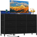 DUMOS TV Stand Dresser with 9 Fabric Drawers and Open Shelves, Entertainment by DumosLifestyle