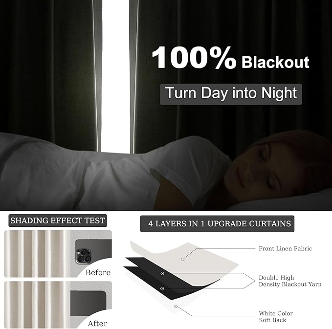 Extra Wide 100 Inch Length Blackout Curtains & Drapes 96 Inches Long 2 Panels - Image 7