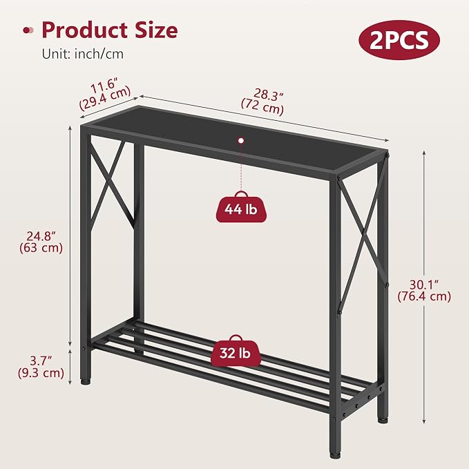 Tajsoon 2 Pack Console Table, 2 Tier Small Hallway Table, Narrow Sofa Table - Image 3