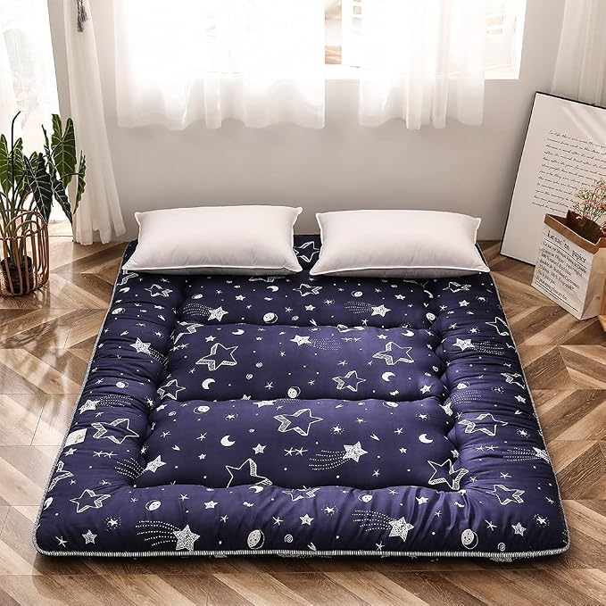 MAXYOYO Navy Star Futon Mattress Japanese Tatami Mat Foldable Futon Portable - Image 5