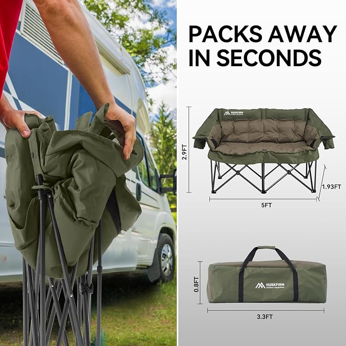 Double Camping Chairs Padded Loveseat Chair - Image 3