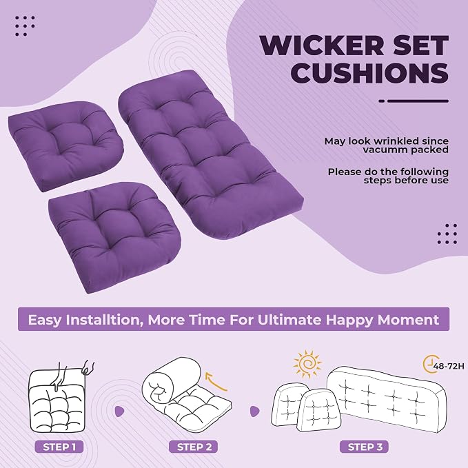 DANGHOOGY Wicker Chair Cushions, Waterproof Outdoor Loveseat Cushions - Image 6