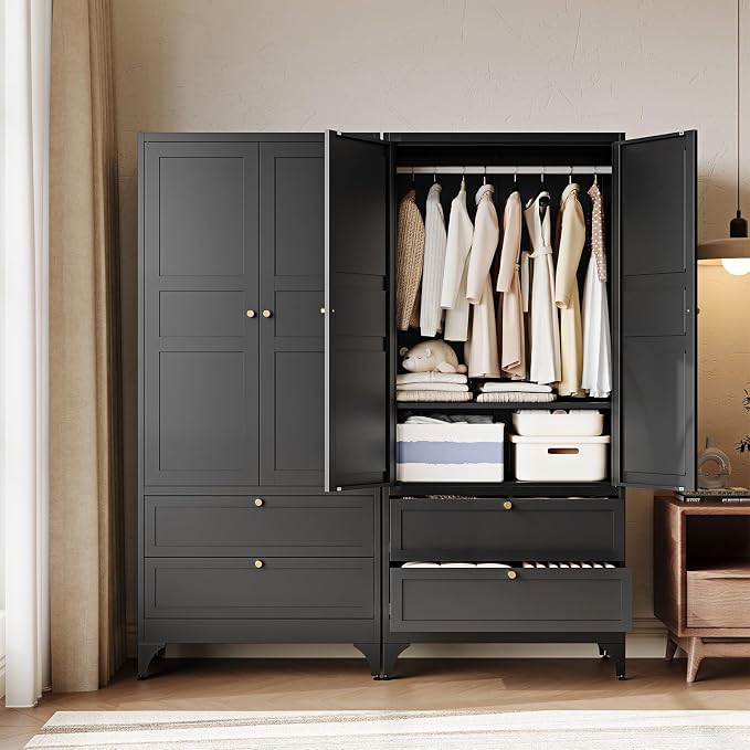 Letaya Metal Armoire Wardrobe Closet - Image 2