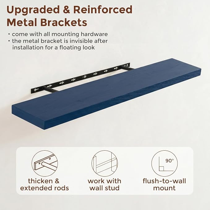 fuqing 40 Inch Floating Shelves | 6.7 Inch Deep Dark Blue Floating Shelves - Image 5