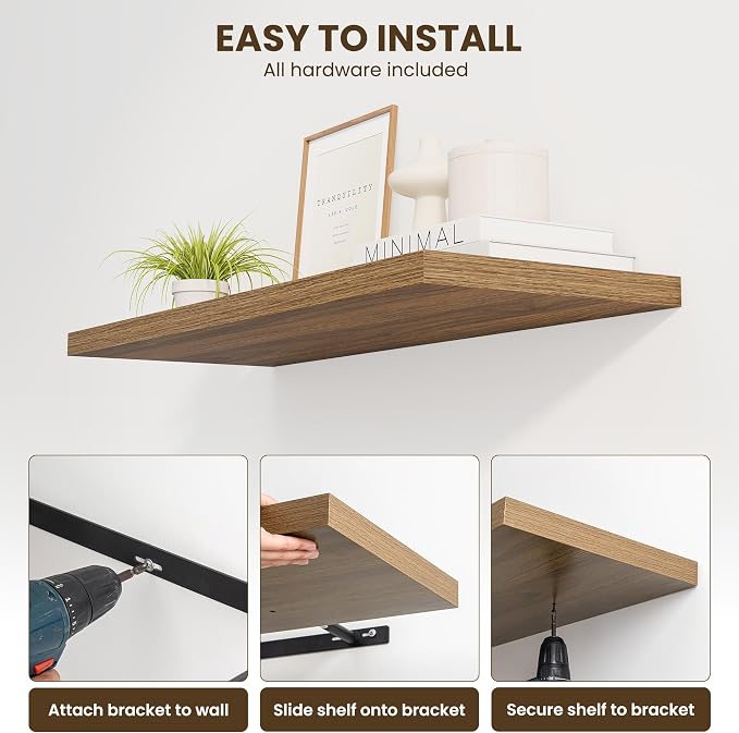 Dreamland 24" Floating Shelves for Wall, Wall-Mounted Shelves for Bedroom - Image 5