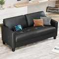 STHOUYN 59” Black Faux Leather Sofa Couch, Modern Comfy Office 2 Seater Couch by STHOUYN