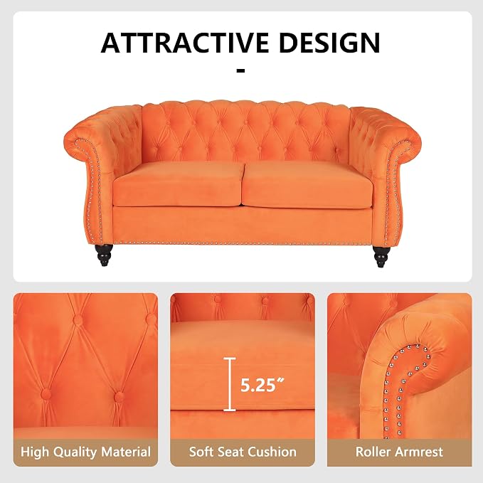QHITTY 3 Piece Living Room Set, Sectional Chesterfield Sofa Chair Contemporary - Image 4
