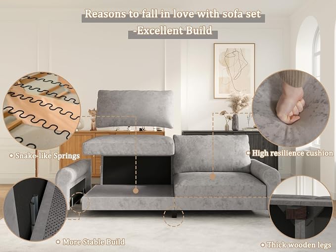 EASE MOOSE 88.5" Large Seat Velvet Loveseat Sofa, Soft Deep Seat Couches - Image 9