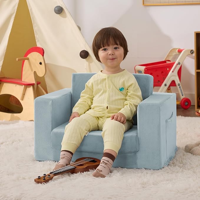 Kids Couch, 2-in-1 Toddler Chair Comfy 1-3 Years, Convertible Kids Chair - Image 2