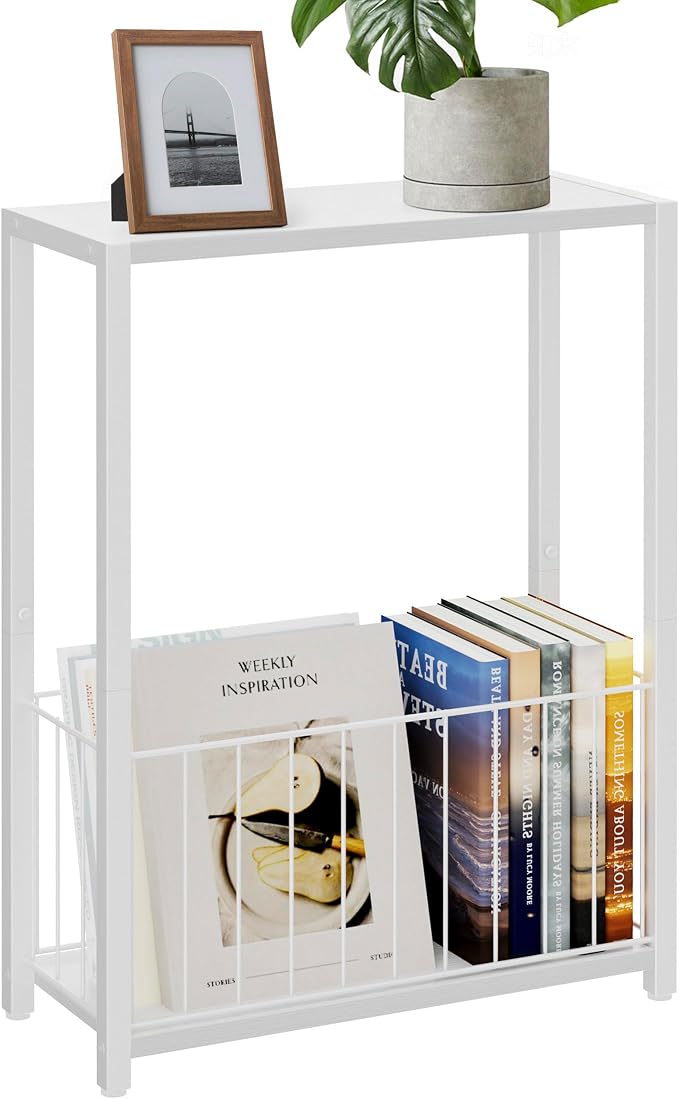 Homleke Narrow Side Table with Magazine Holder, Skinny End Table Perfect by Homleke