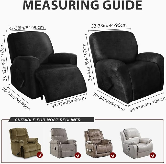 ANARACHON Leather Look Recliner Chair Covers Stay in Place 4-Piece Recliner - Image 3