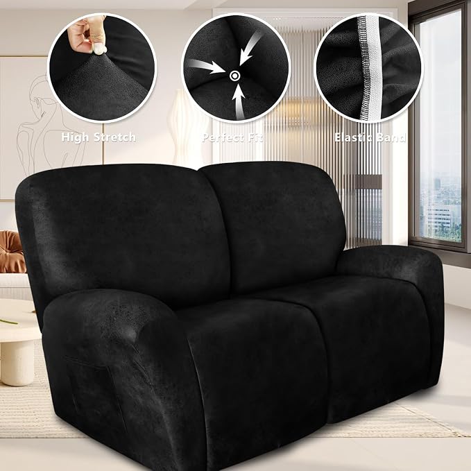ANARACHON Loveseat Recliner Cover Leather Look Recliner Loveseat Covers - Image 5