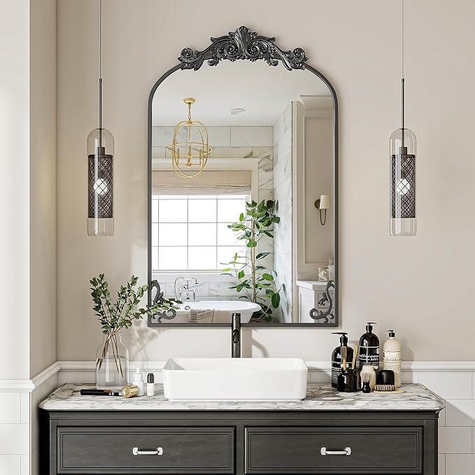 VooBang 26x38 inch Vintage Arched Bathroom Mirror - Image 9