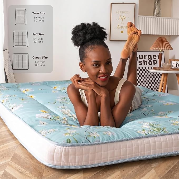MAXYOYO Rustic Floral Korean Futon Mattress, Padded Japanese Floor Mattress - Image 3