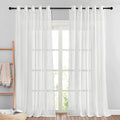 NICETOWN Semi Sheer White Linen Curtains 96 inches Long 2 Panels, Grommet Linen by NICETOWN