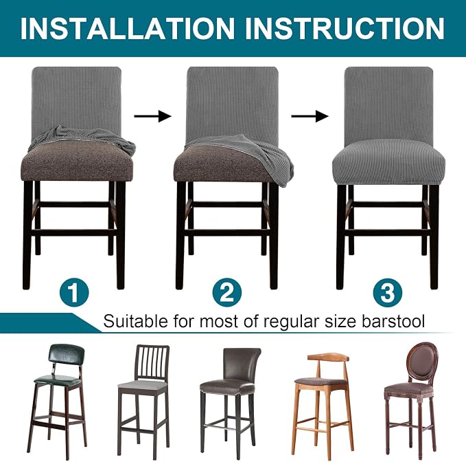 Turquoize Stretch Bar Stool Cover Counter Stool Pub Chair Slipcover - Image 7