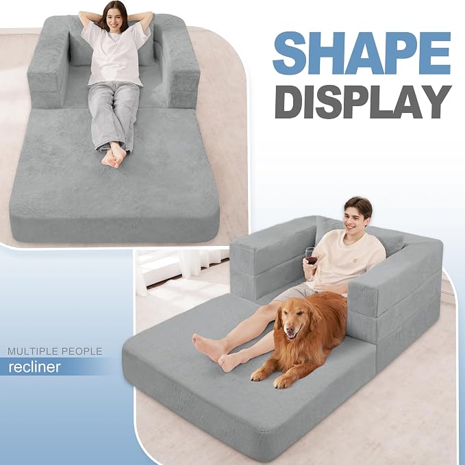 Futon Sofa Bed with Pillow, 3-in-1 Sleeper Sofa Bed with Removable Cover - Image 6