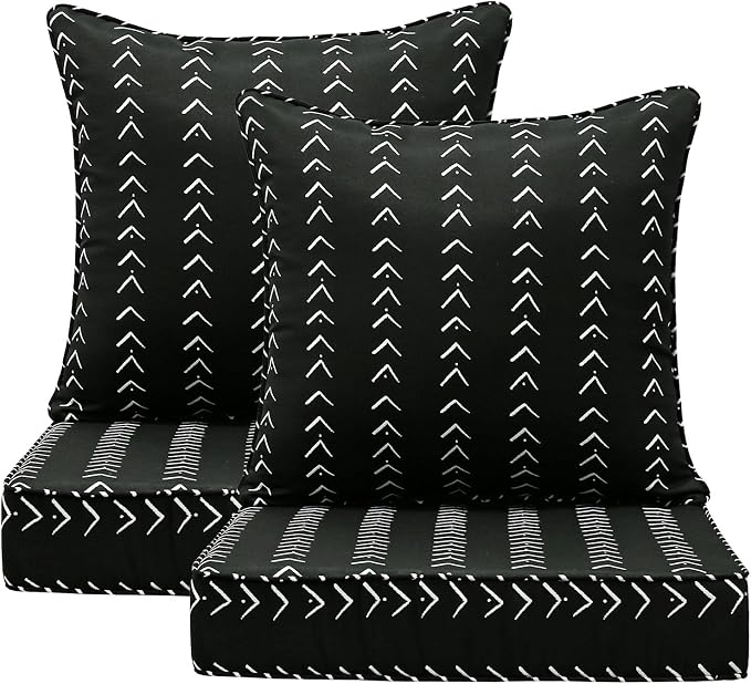Outdoor Deep Seat & Back Cushion Set, 24 x 24 Inch Water Repellent and Fade by Supflourishia