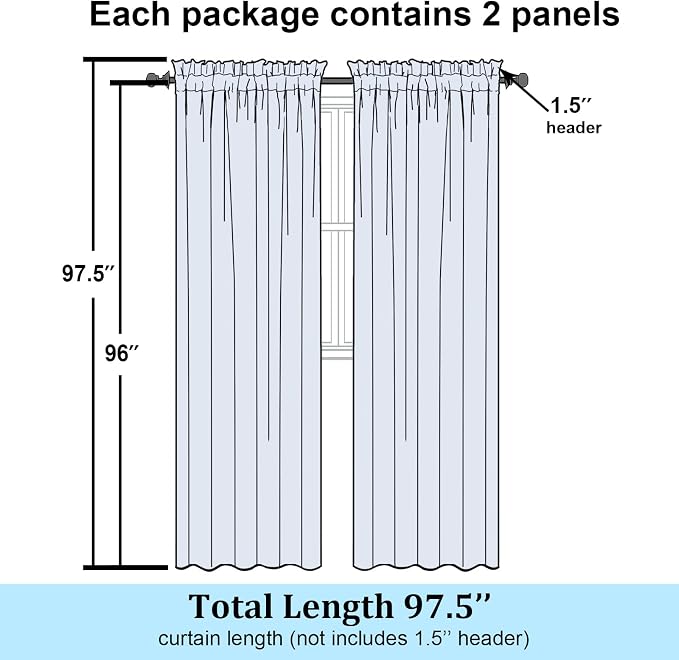Simplebrand Blush Semi Sheer Curtains 96 Inches Long 2 Panels, Light Filtering - Image 7