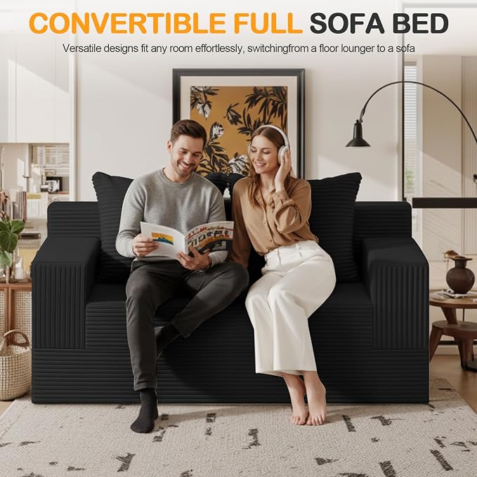 Erament Loveseat Boneless Convertible Sofa Bed, Folding Floor Futon Sleeper - Image 3